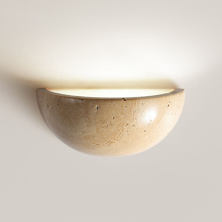 Applique murale demi-cercle en pierre vintage japonaise à 1 lumière 