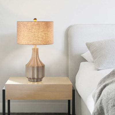 European Minimalist Solid Color Resin Fabric 1-Light Table Lamp