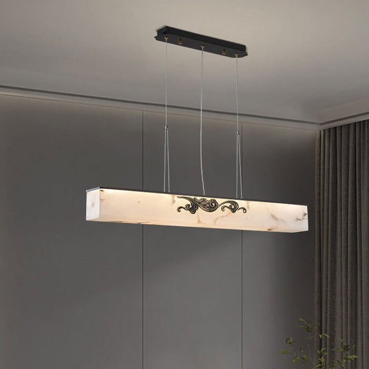 Moderne Luxus Marmor Lange Kupfer Zen Insel Licht LED Kronleuchter 