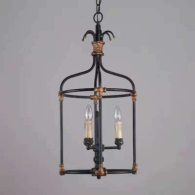 Rustikaler Vintage Kerzenhalter aus schwarzem Eisen mit 8-Licht-Kronleuchter