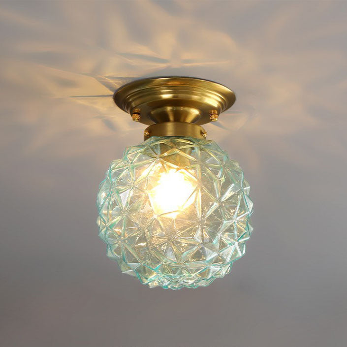 Plafonnier semi-encastré à 1 lumière en verre texturé étoile de luxe moderne 
