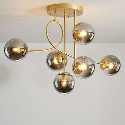 Nordic Light Luxury Magic Bean Glass Ball 6-Light Semi-Flush Mount Ceiling Light