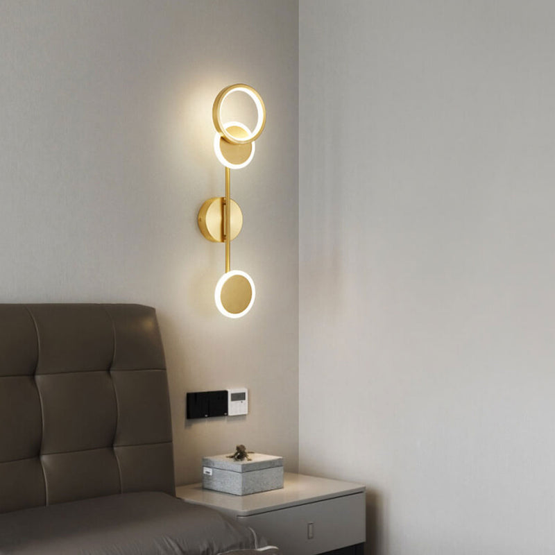 Modern Light Luxury Full Brass Circle Combination LED Wall Sconce Lamp