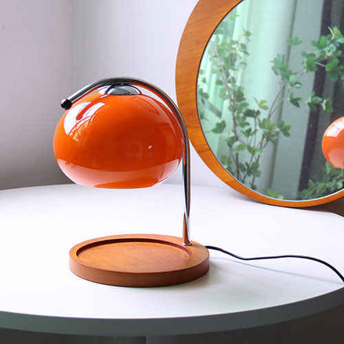Contemporary Retro Glass Dome Solid Wood Metal Base 1-Light Melting Wax Table Lamp