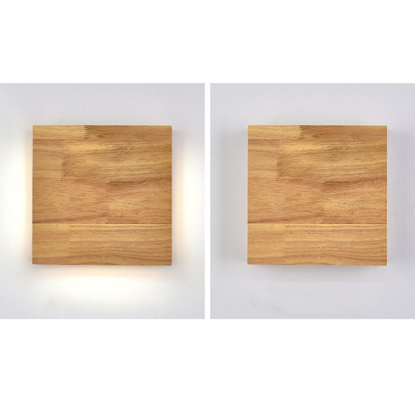 Aplique de pared LED rectangular de madera de tronco Wabi-sabi japonés 