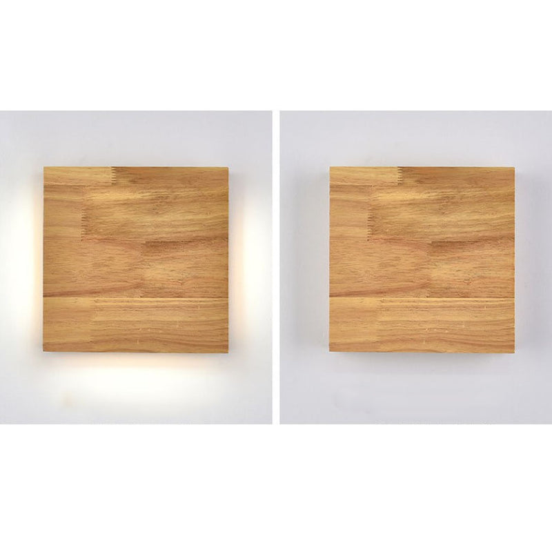 Japanese Wabi-sabi Log Wood Rectangular LED Wall Sconce Lamp