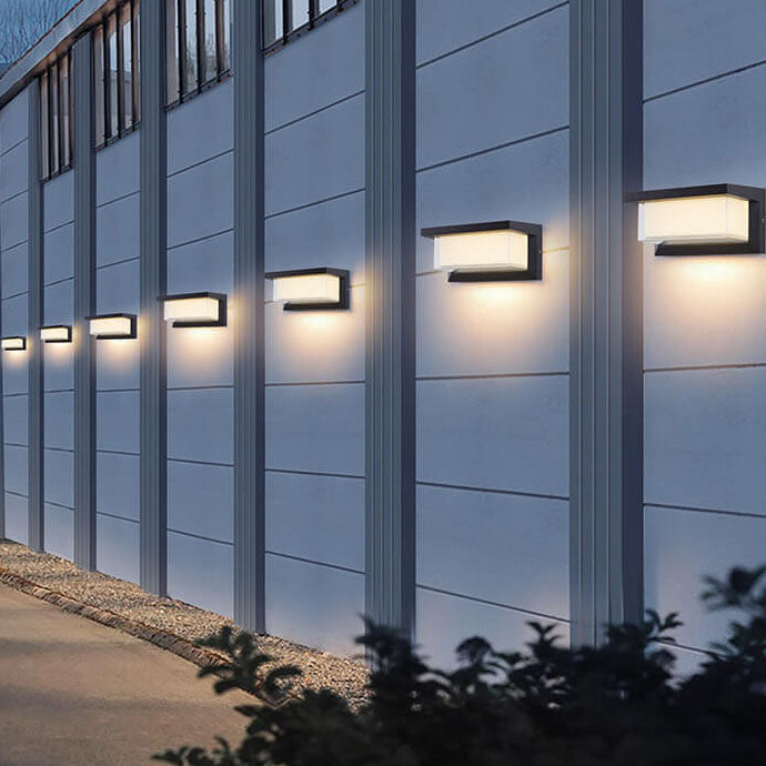 Lámpara Apliqué de Pared Exterior Moderna Minimalista Solar Rectangular PC LED Para Patio Exterior 