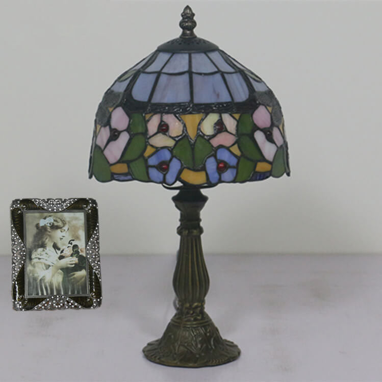 European Vintage Tiffany Glass 1-Light Table Lamp