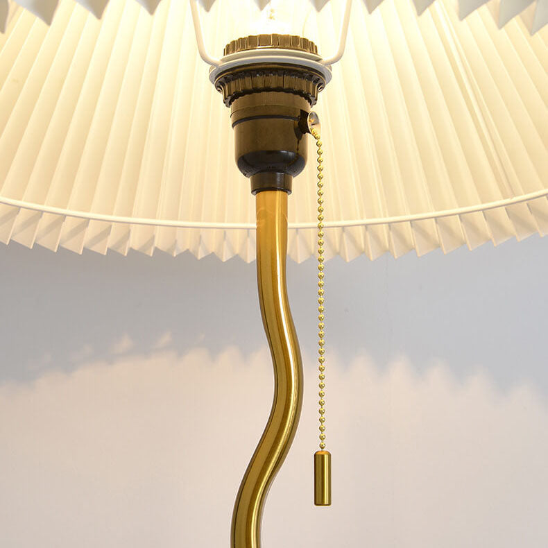 Japanische einfache plissierte Kegelschirm-Stehlampe mit Marmorsockel, 1 Licht