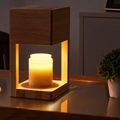 Moderne Log Square Geometry 2-Licht-Tischlampe aus schmelzendem Wachs