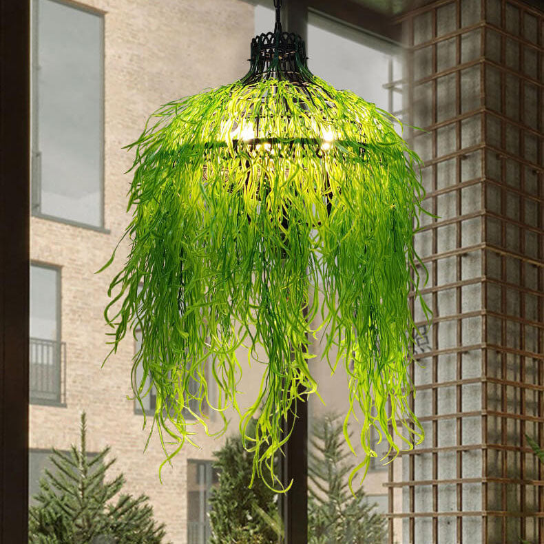 hanging plant with lights Creative Plant Vine Decorative 3-Light Chandelier – BulbSquare