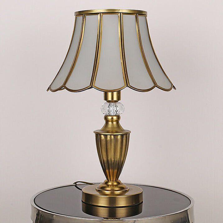 Modern Luxury Glass Copper 1-Light Table Lamp For Bedroom