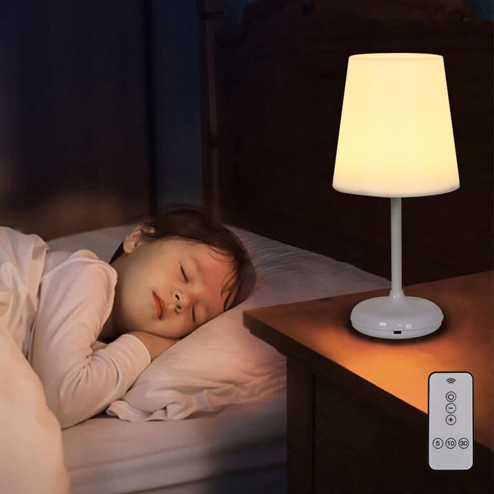 Lampe de table LED rechargeable USB avec télécommande tactile champignon blanc pur moderne 