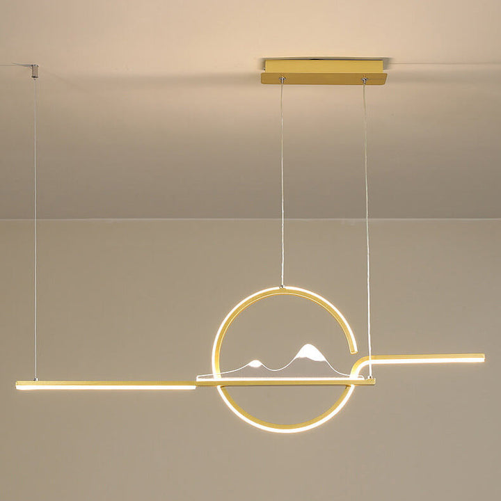 Moderne chinesische minimalistische lange runde Landschaftsinsel Licht LED Kronleuchter 
