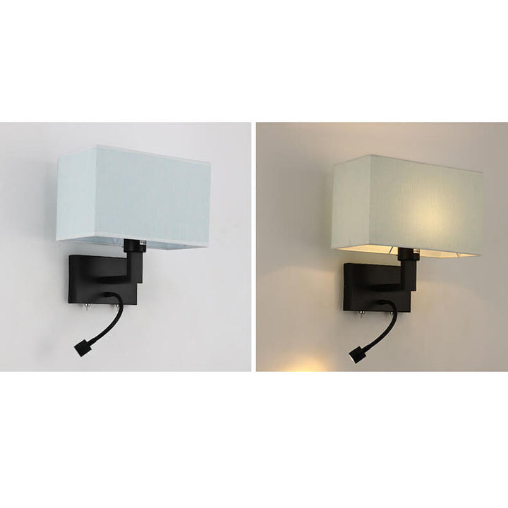 Moderne minimalistische rechteckige Eisenstoff-Wandleuchte mit zwei Lichtern in Uni-Farbe 