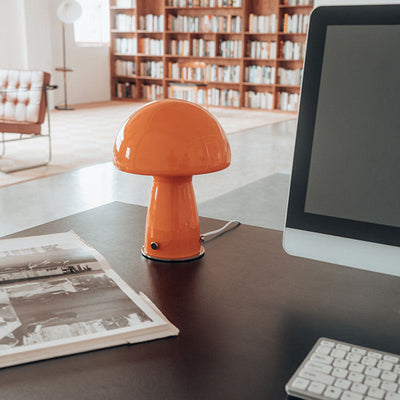 Contemporary Simplicity Iron Glass Mushroom Shape 1-Light Table Lamp For Study