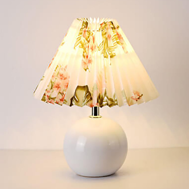 Vintage Plissee Stoff Lampenschirm Keramik 1-flammige Tischlampe