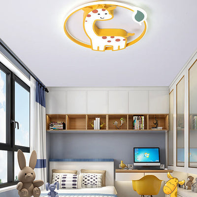 Cartoon Creative Giraffe Acrylic LED Flush Mount Ceiling Light