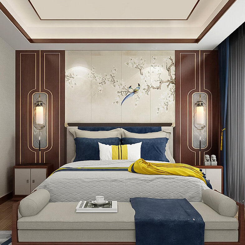 Traditionelle 1-flammige Wandleuchte aus chinesischem Kupfer, Eisen und Glas in Säulenform für das Wohnzimmer 