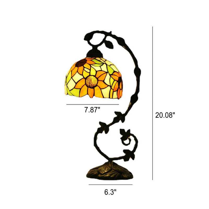 Tiffany Rustic Rose Buntglas Vine Harz 1-flammige Tischlampe 