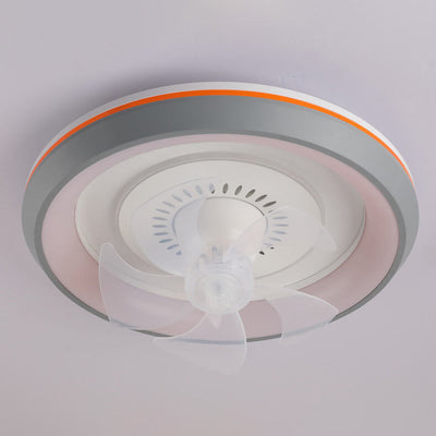 Modern Minimalist Round Swing Head Inverter LED Flush Mount Ceiling Fan Light