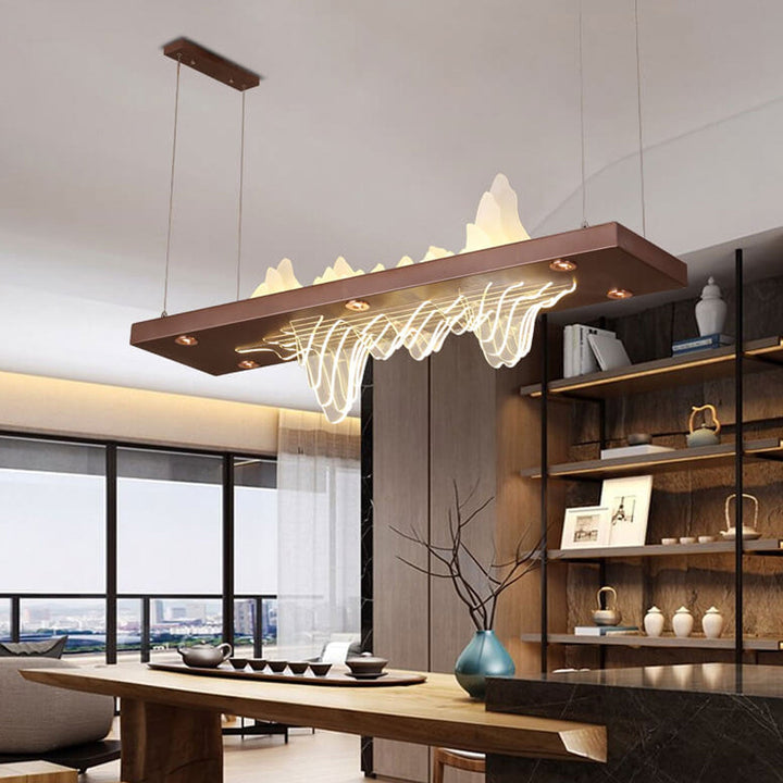 Moderne Chinesische Acryl-Landschaftsdesign Insel Licht Zen LED Kronleuchter 