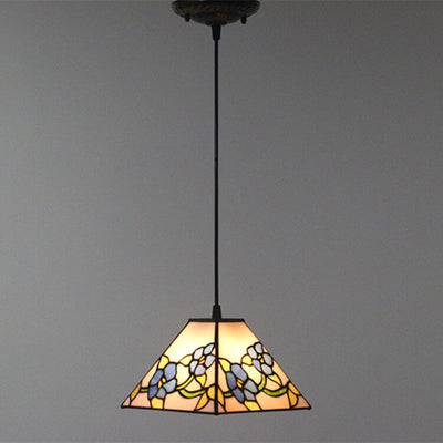 Vintage Glas Tiffany Blumenmuster Design 1-flammige Pendelleuchte 