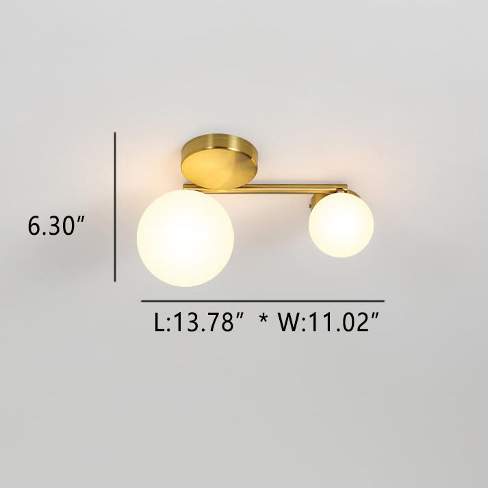Creative Golden Strip Size Glass Spherical Combination 2/4-Light Flush Mount light