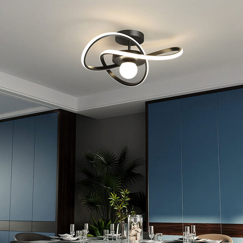 Nordic Modern Simple Streamer Surround Design LED Semi-Flush Mount Light