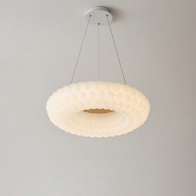 Modern Simplicity Cloud Acrylic Round Shade Wood Grain LED Pendant Light For Living Room