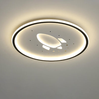 Simple Cartoon Rocket Round LED Flush Mount Ceiling Light