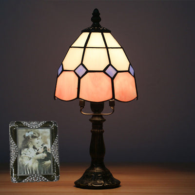 European Style Tiffany Cone Stained Glass 1-Light Table Lamp