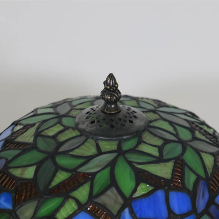 Tiffany Colored Flower Glass Cylinder Shade 1-Light Table Lamp