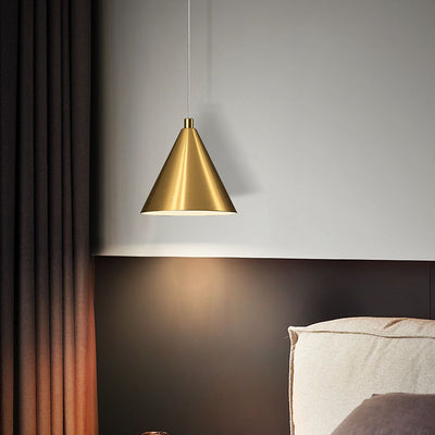 Nordic Minimalist Brass Cone 1-Light Pendant Light