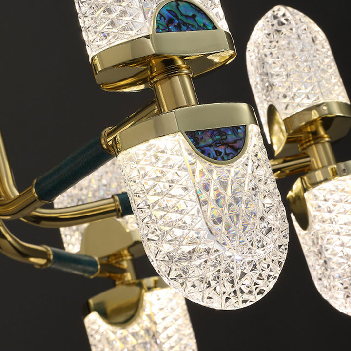Lustre LED en cuivre massif rond moderne de luxe léger 