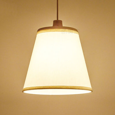 Nordic Minimalist Solid Wood Fabric Cone 1-Light Pendant Light