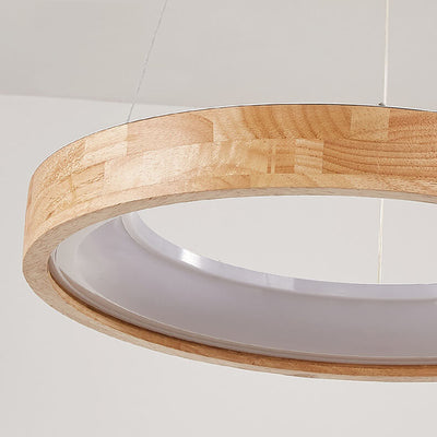 Japanese Simplicity Log Circle Island Light LED Chandelier