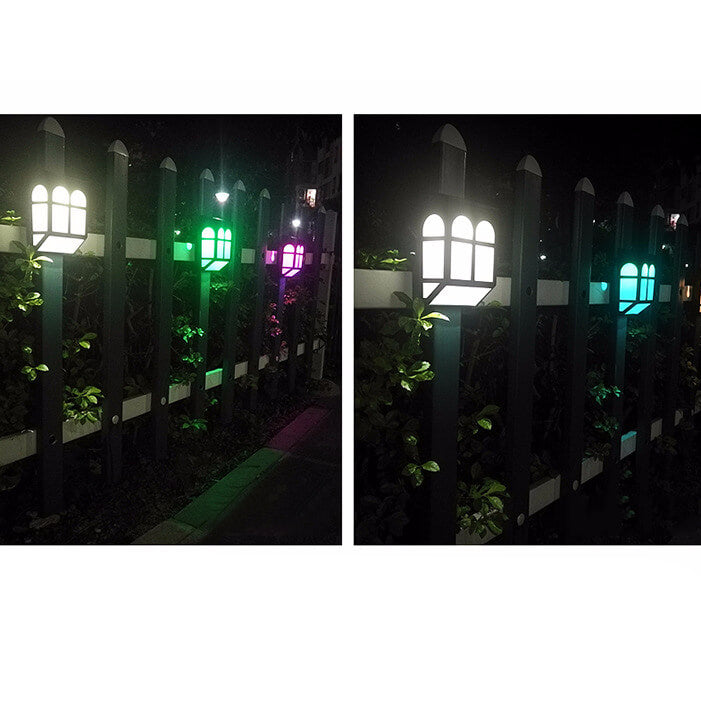 Solar Outdoor Fence Square RGB Color LED Fence Wall Sconce Lamp