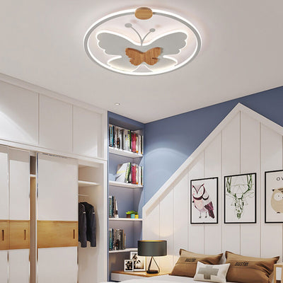 Nordic Creative Butterfly Circle LED Flush Mount Ceiling Light