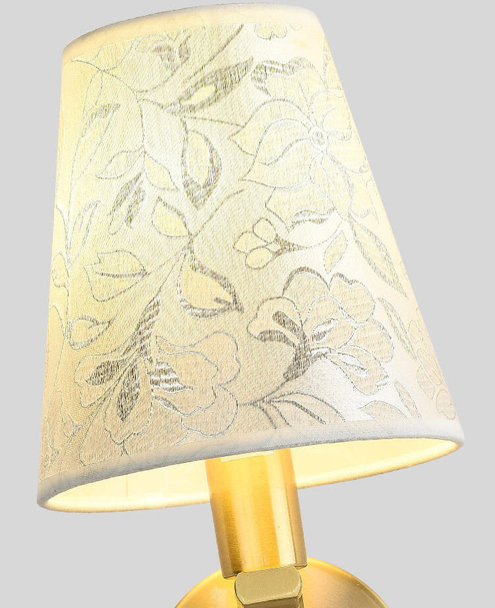 Luxury Floral Patterned Fabric Brass 1-Light Wall Sconce Lamp