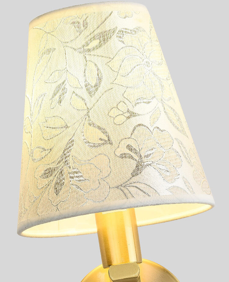 Luxury Floral Patterned Fabric Brass 1-Light Wall Sconce Lamp