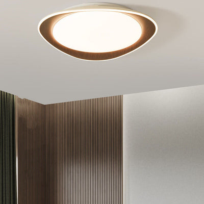 Modern Minimalist Wood Grain Pebble LED Flush Mount Ceiling Light