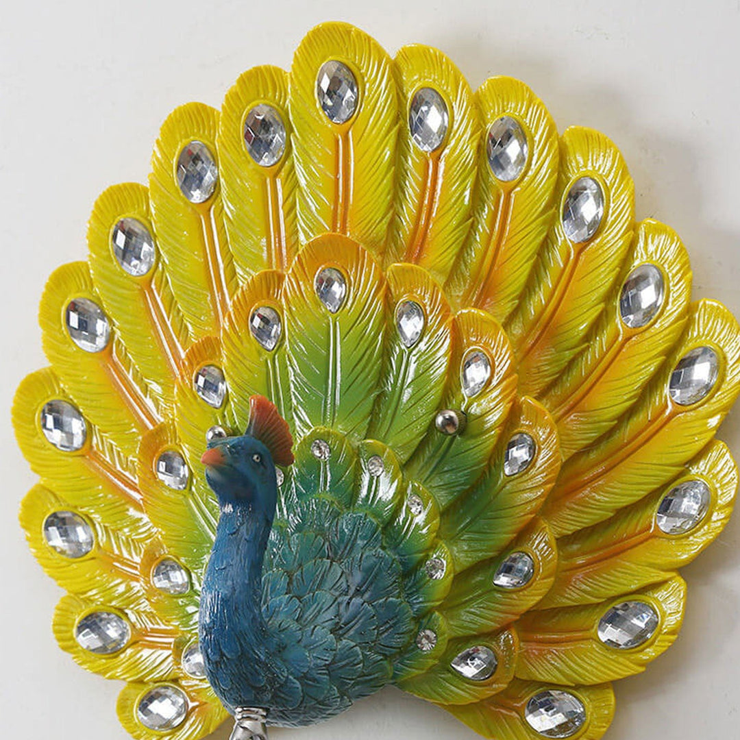 Europäische Vintage Kristall Pfau Form 1-Licht Wandleuchte 
