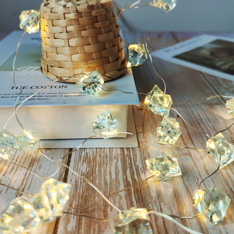 Guirlandes lumineuses créatives en gemmes irrégulières, guirlandes décoratives à LED en acrylique 
