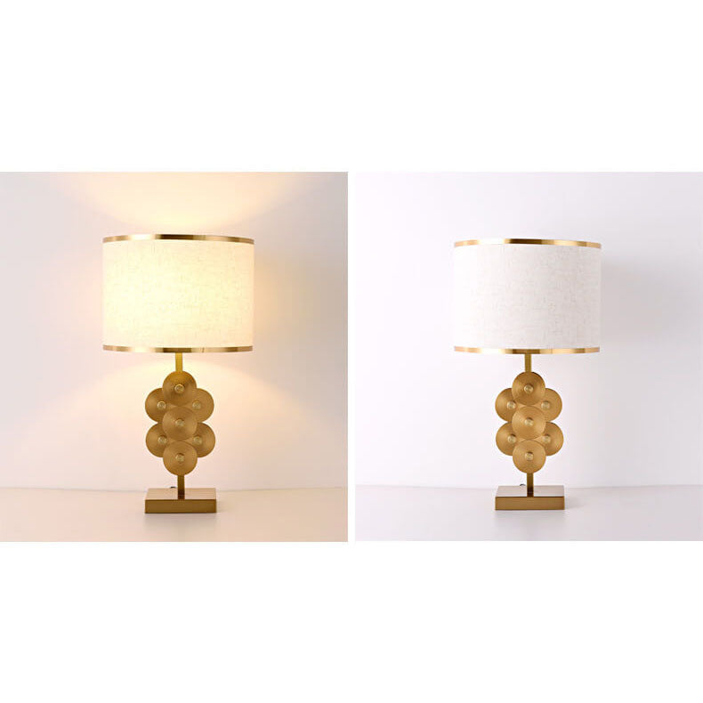 Lampe de table moderne minimaliste en tissu imitation cuivre à 1 lumière 