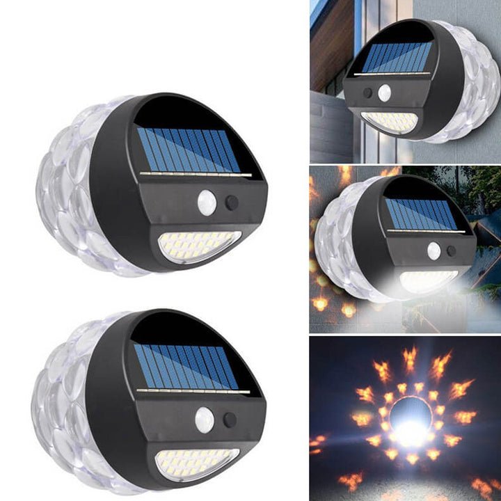 Solar Flamme Springen Projektion Ananas Outdoor Wasserdicht 28 LED Garten Wandleuchte 