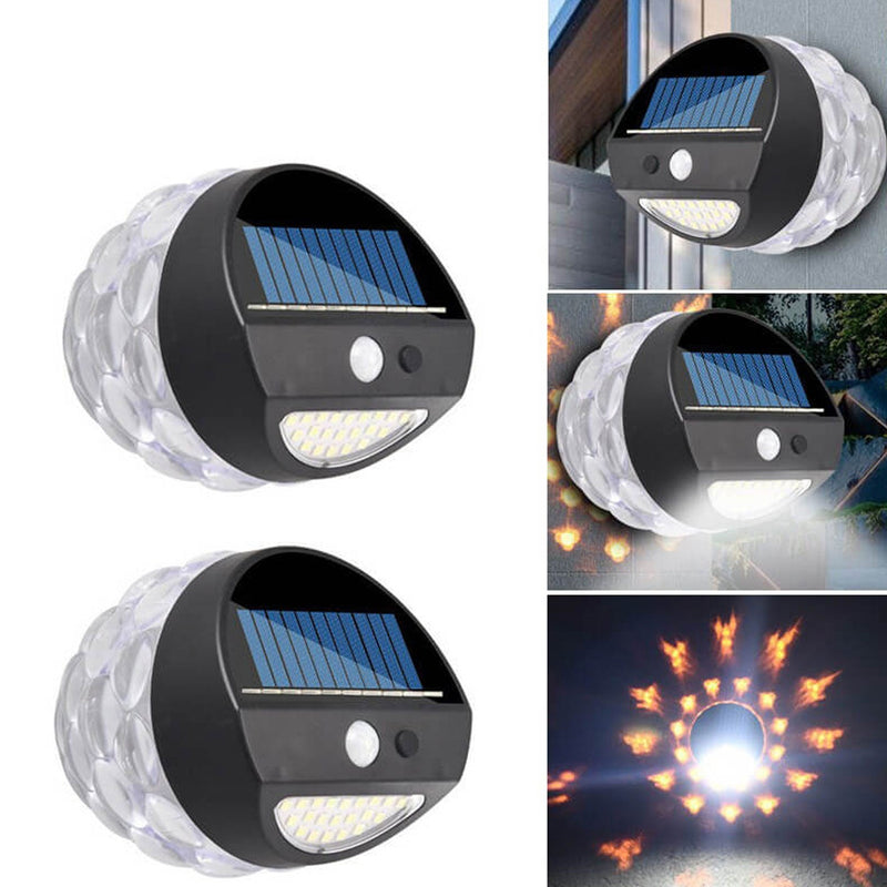 Solar Flame Jumping Projection Pineapple Outdoor Waterproof 28 LED Garden Wall Sconce Lamp