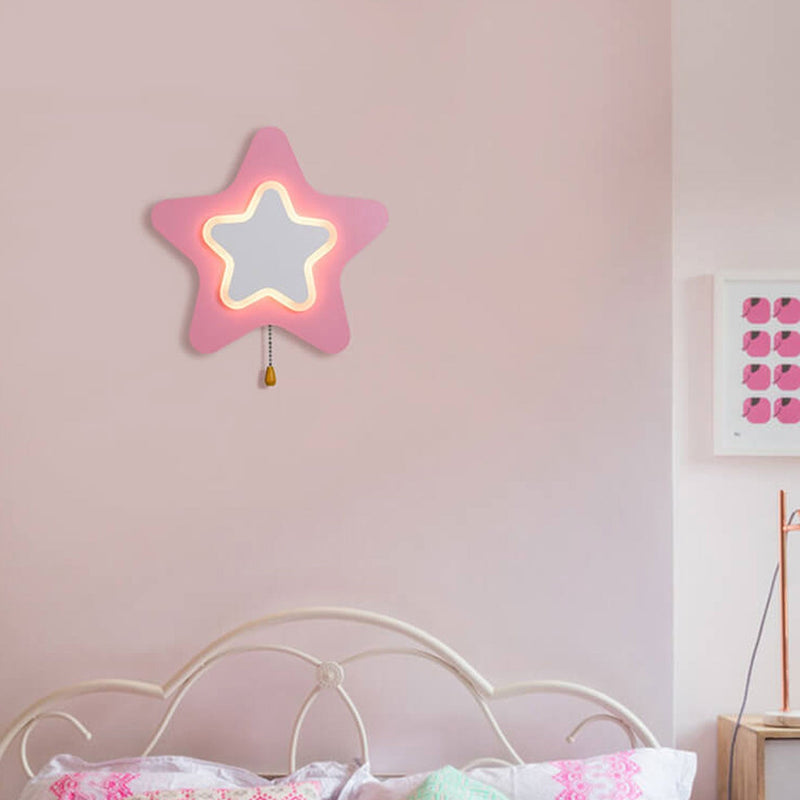 Modern Creative Pentagram Star LED Pull Cord Wall  Sconce Lamp