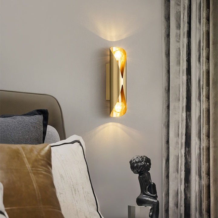 Applique murale longue et luxueuse à 2 lumières en cuivre, lumière moderne 