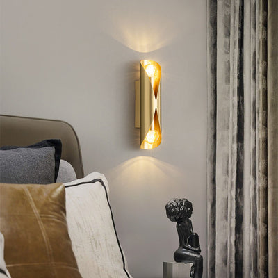 Applique murale longue et luxueuse à 2 lumières en cuivre, lumière moderne 